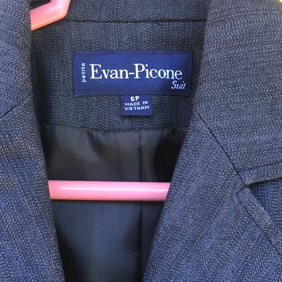NEW 6P FULLY LINED EVAN PICONE GRAY GREY-BLUE PANT SUIT - Picture 6 of 8